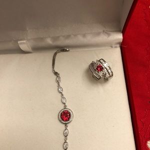 925 stamped silver red sapphire bracelet